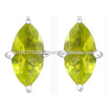 Peridot Gemstone 925 Sterling Silver Stud Earrings Beautiful Wedding Wear Jewelry